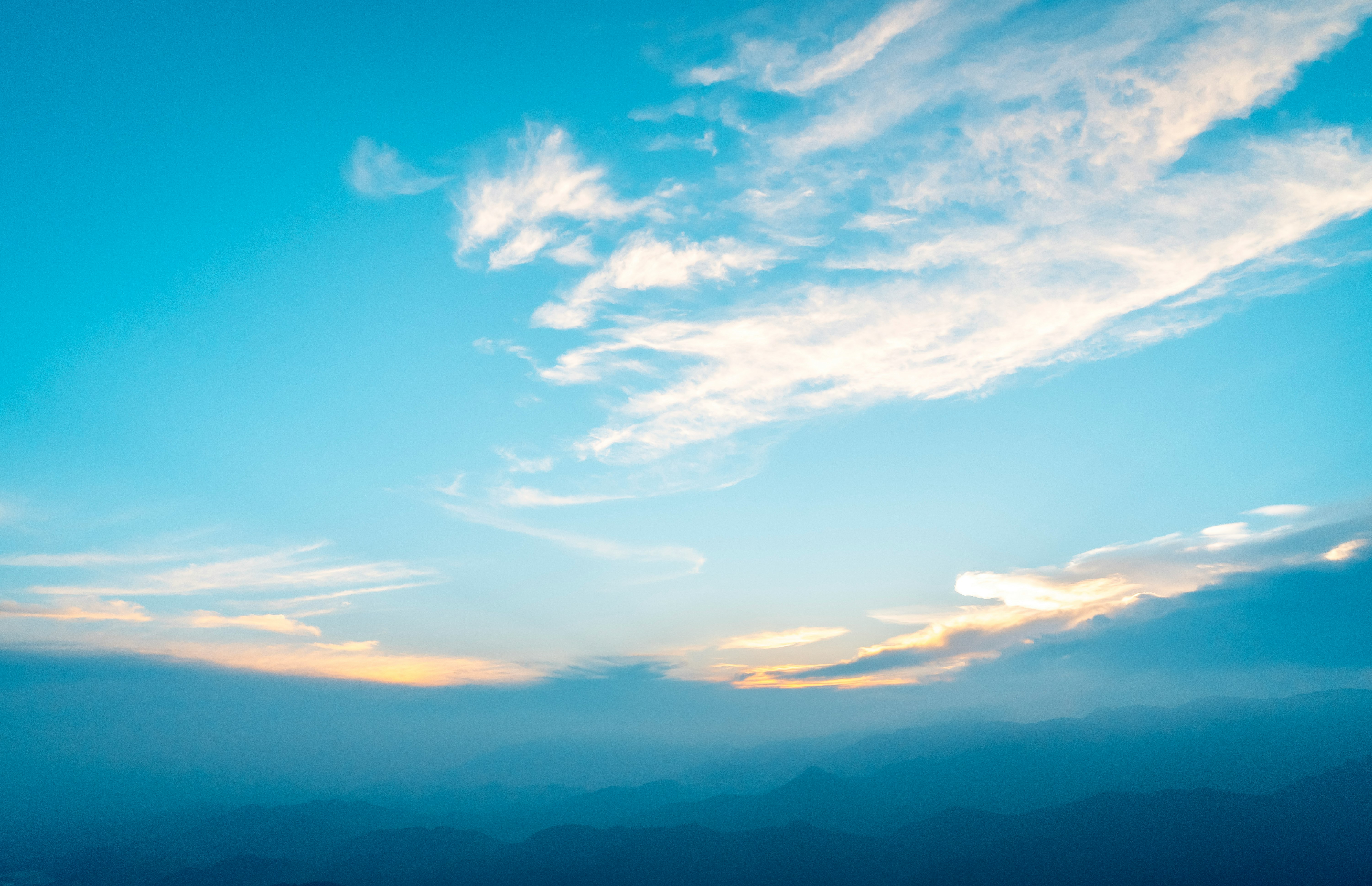 blue and white skies